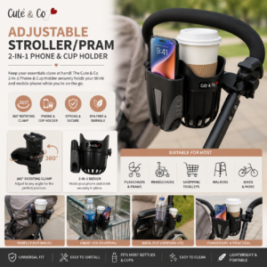Adjustable Pram Phone & Cup Holder