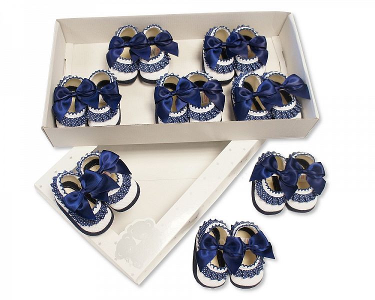 Baby Shoes with Bow and Lace 2 Baby Shoes with Bow and Lace – Navy