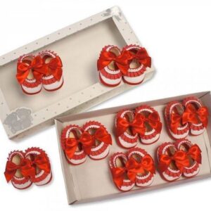 Baby Shoes with Bow and Lace – Red