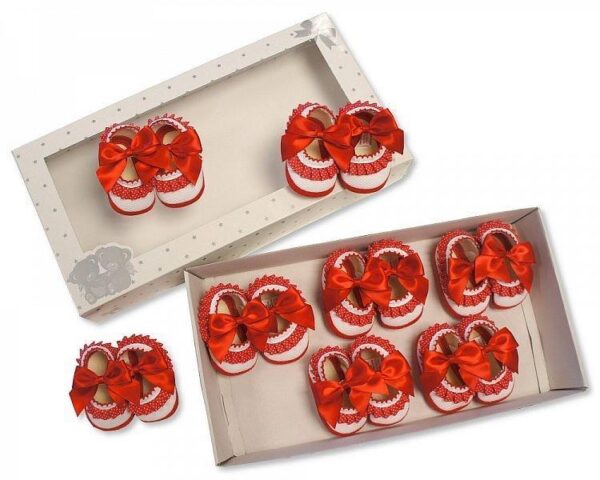 Baby Shoes with Bow and Lace 4 Baby Shoes with Bow and Lace – Red