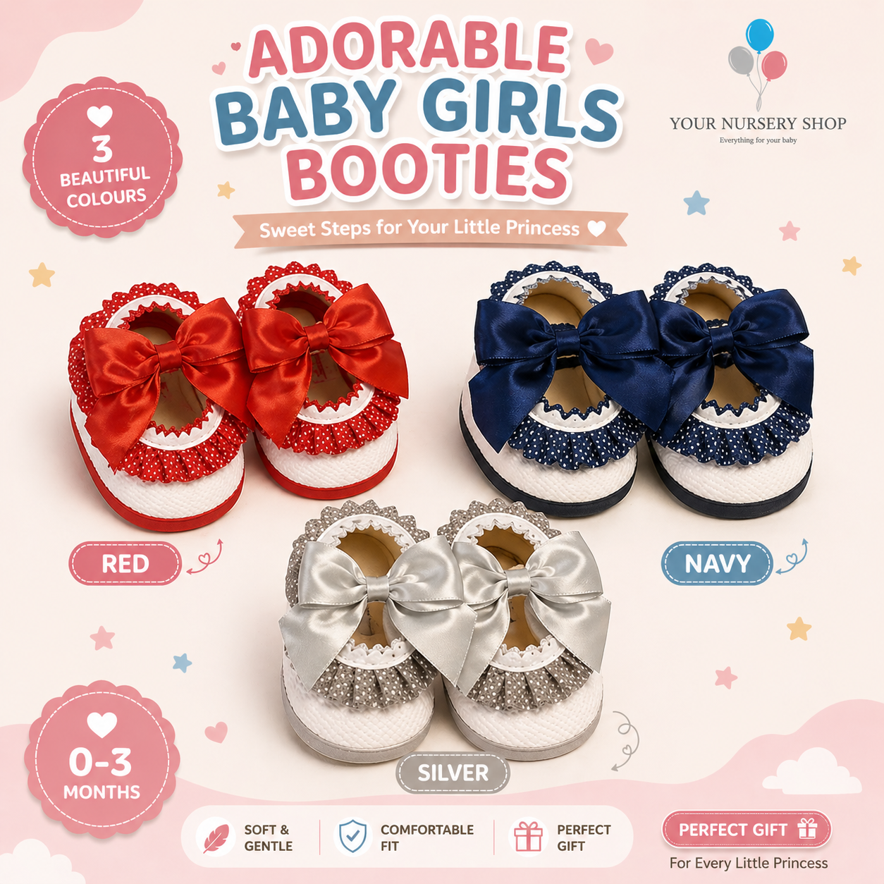 Baby Shoes with Bow and Lace 1 Baby Shoes with Bow and Lace