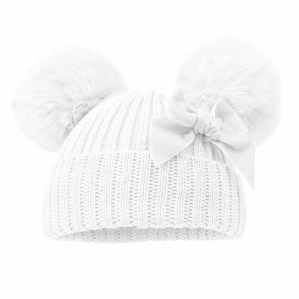 Velvet Bow PomPom Hat NB-12M 4 Velvet Bow PomPom Hat NB-12M — gallery image 4
