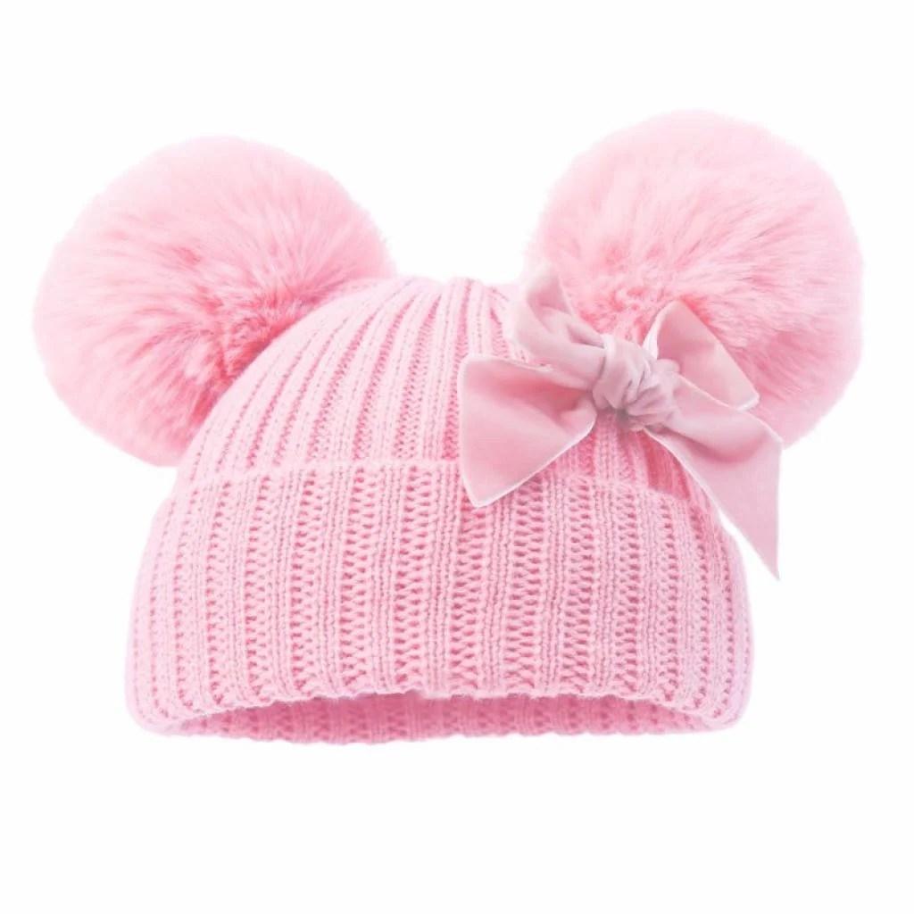 Velvet Bow PomPom Hat NB-12M 8 Velvet Bow PomPom Hat NB-12M — gallery image 8