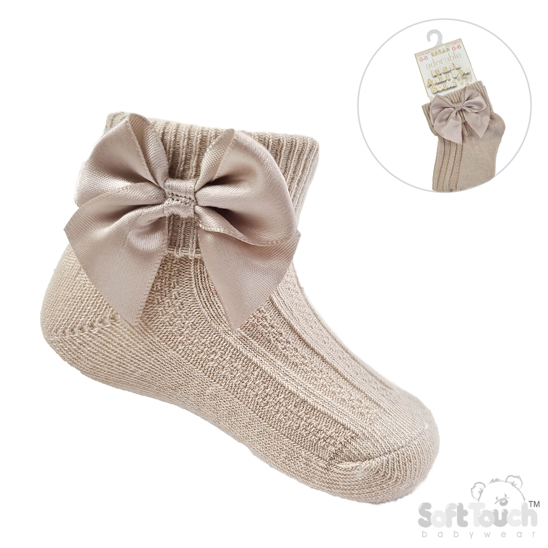 Ankle Socks With Bow 0-24M 5 Coffee Ankle socks
