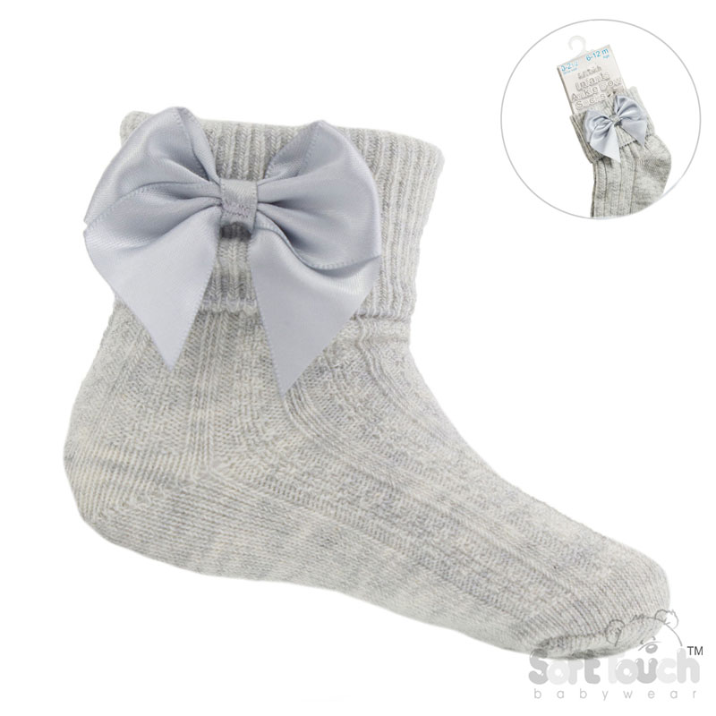 Ankle Socks With Bow 0-24M 4 Grey Ankle socks
