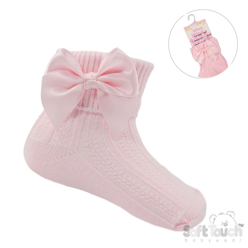 Ankle Socks With Bow 0-24M 3 Pink Ankle socks
