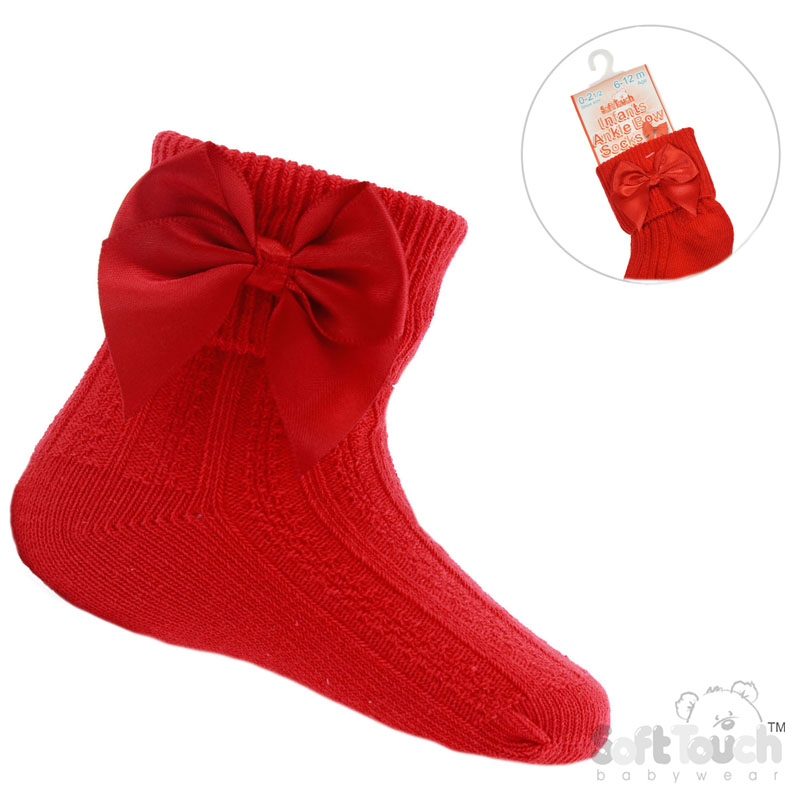 Ankle Socks With Bow 0-24M 2 Red ankle socks
