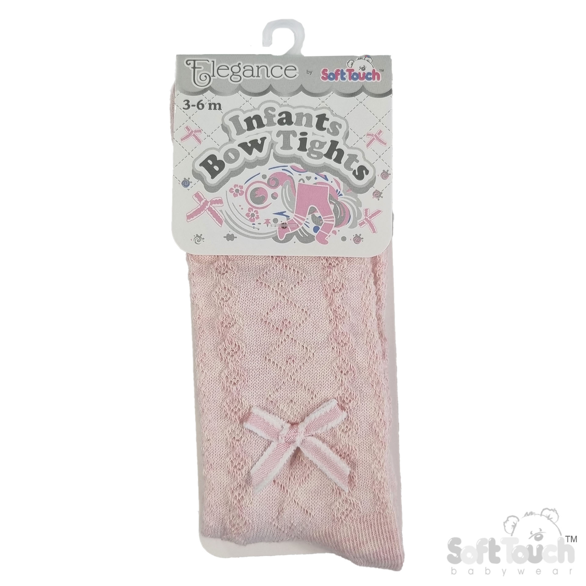 Plain Colour Melange Tights with Bow (0–12 Months) 5 Plain Colour Melange Tights with Bow — pink colour detail