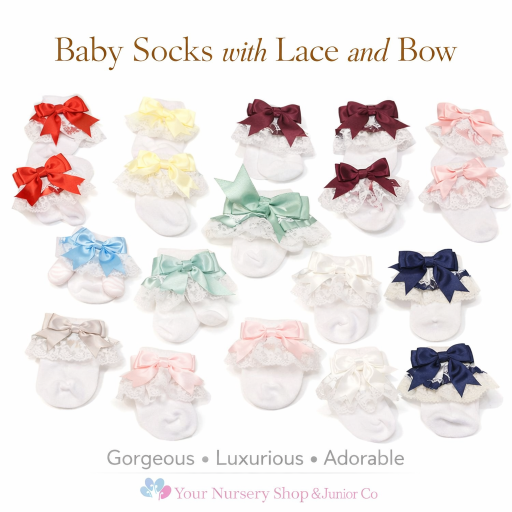 Baby Socks with Lace and Bow 0-18M 1 Baby Socks with Lace and Bow