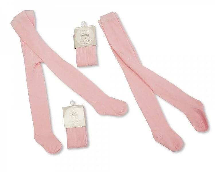 Baby Cotton Plain Tights Pink/White NB-24m 2 Baby Cotton Plain Tights Pink/White NB-24m — gallery image 2