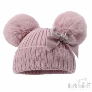 Velvet Bow PomPom Hat NB-12M — gallery image 3