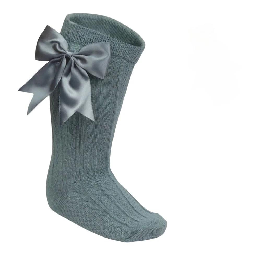 Knee High Bow Socks 0-24M 12 knee-high-bow-socks-s350-0-6m-sage-green