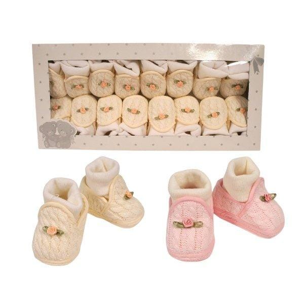 Baby Booties with Integrated Socks and Rosebud 2 Baby Booties with Integrated Socks and Rosebud — gallery image 2