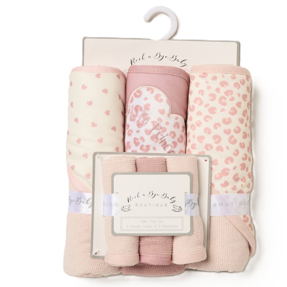 Baby Hooded Bath Towels 5 Pink Leopard