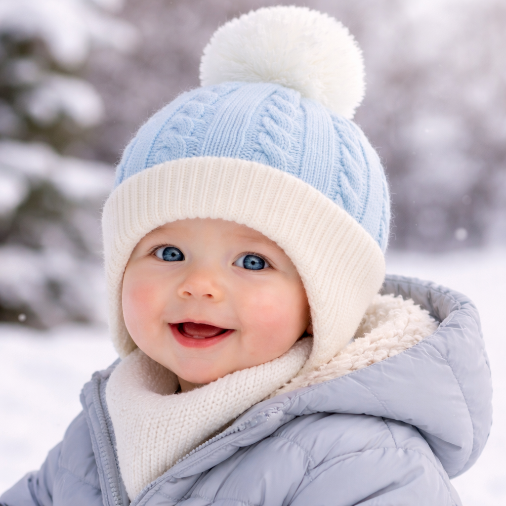 Baby Over the Ear Pompom Hat 5 baby pompom hat
