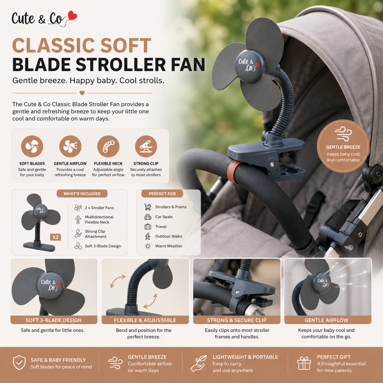 Clip-on Baby Stroller/ Pram Cooling Fan 1 Clip-on Baby Stroller/ Pram Cooling Fan