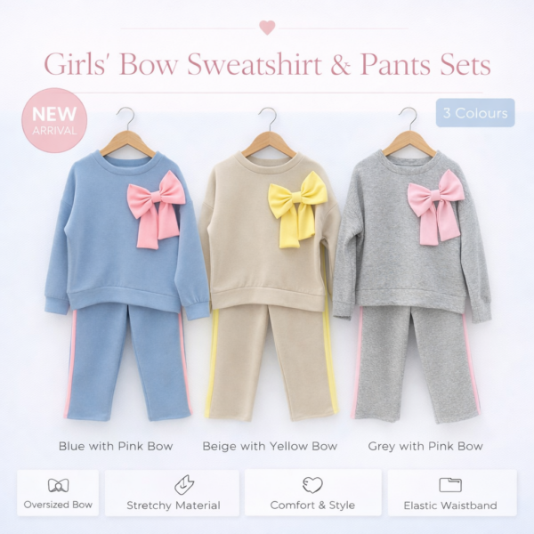 Junior Co 8 Girls' Bow Sweatshirt & Pants Set 4-14 Years