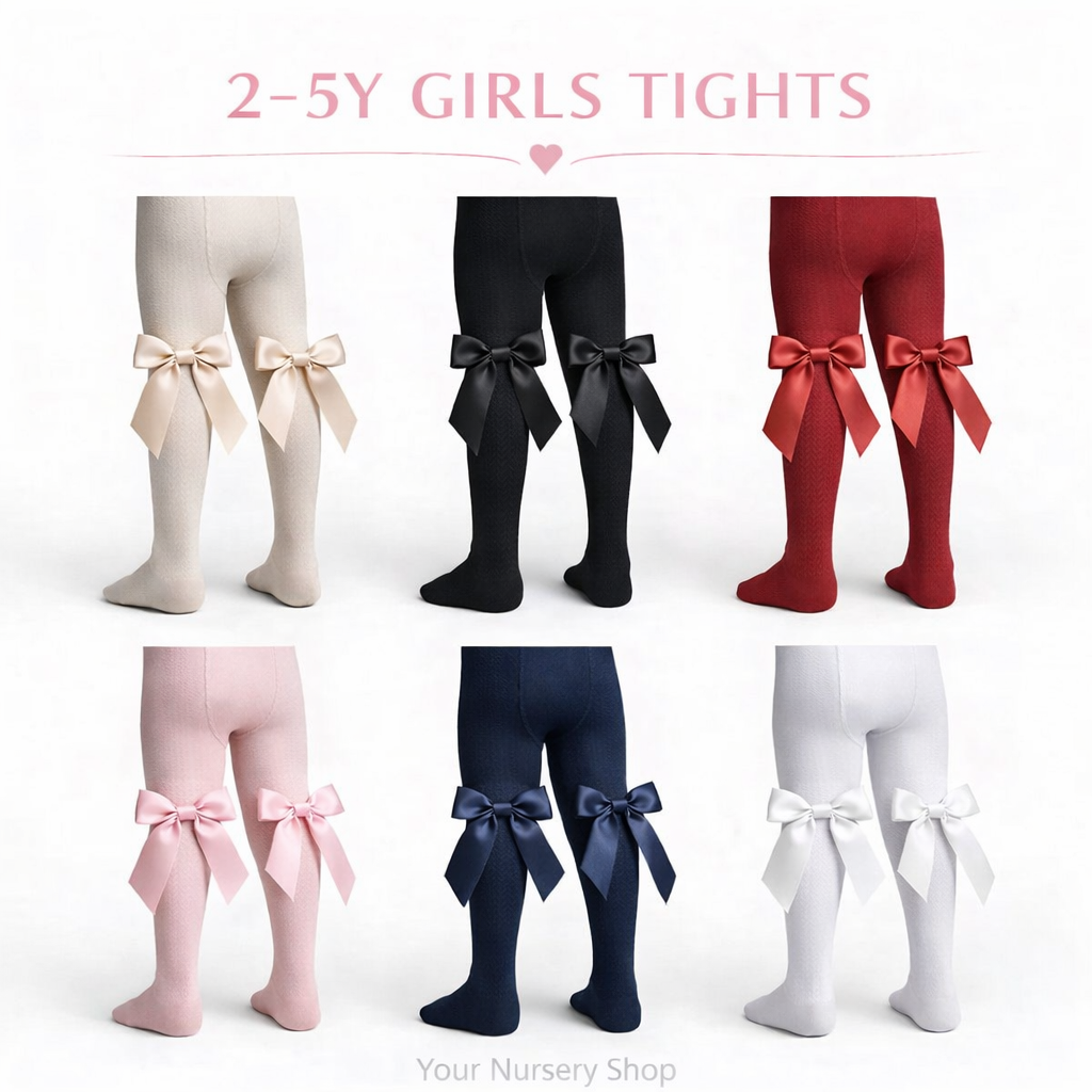 Girls Tights with Long Bow 2-5y 1 Girls Tights with Long Bow 2-5y — black