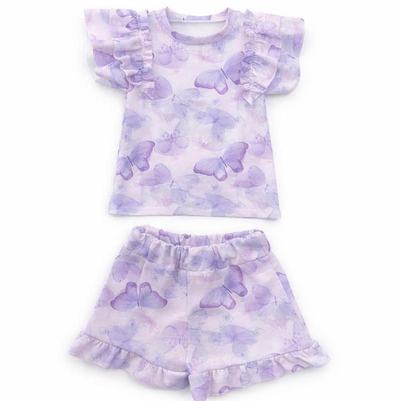 Butterfly Top & Short Set 4-14 Years 4 lilac butterfly and top set
