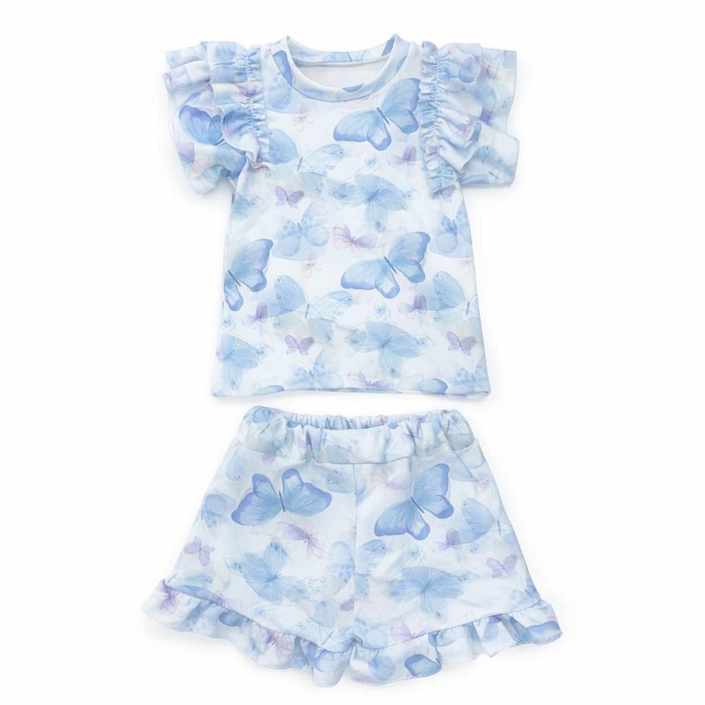 Butterfly Top & Short Set 4-14 Years 3 blue butterfly and top set