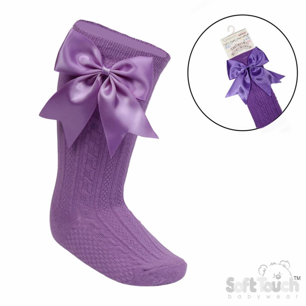 Knee High Bow Socks 0-24M 2 Knee High Bow Socks , Purple