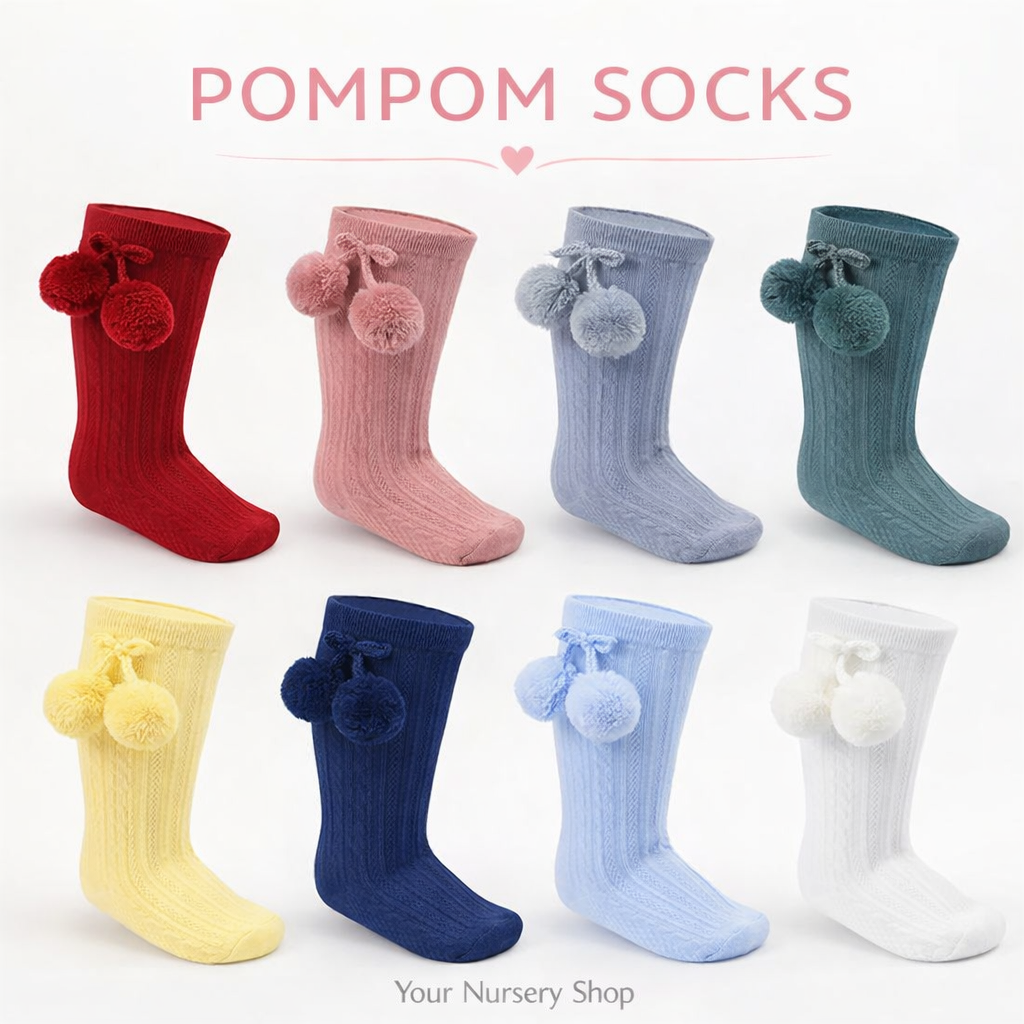 Knee High Pom Pom Socks 0-24M 1 Pompom socks