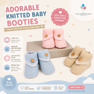 Knitted Baby Booties with Button Detail