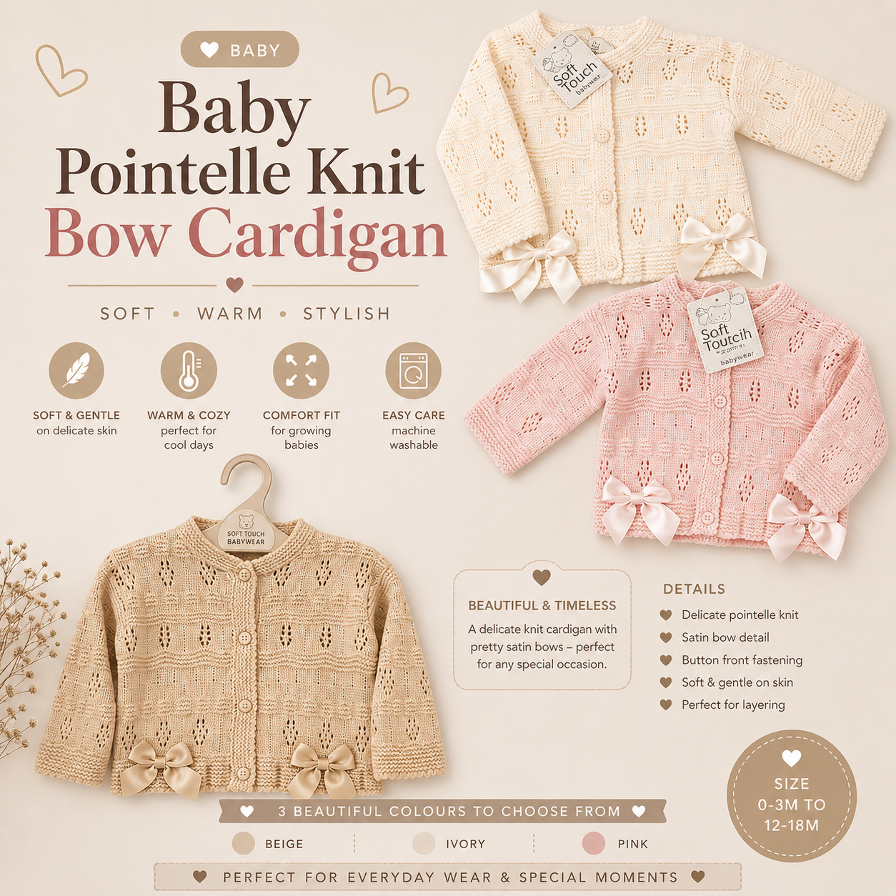 Knitted Cardigan with Bows