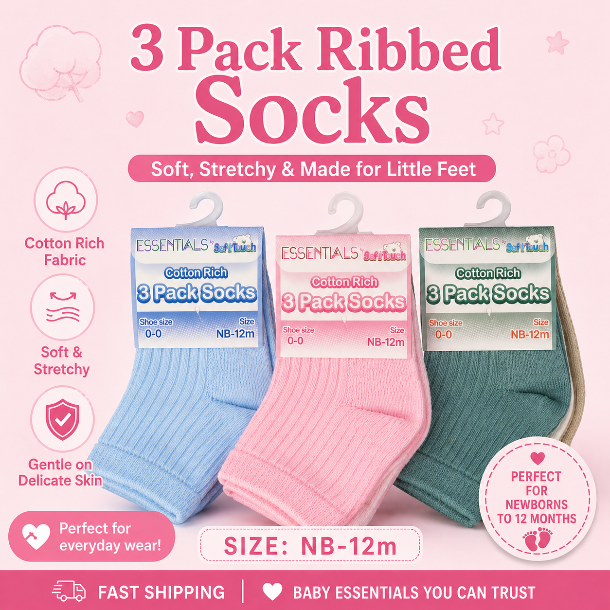 Ribbed Socks 3 Pack