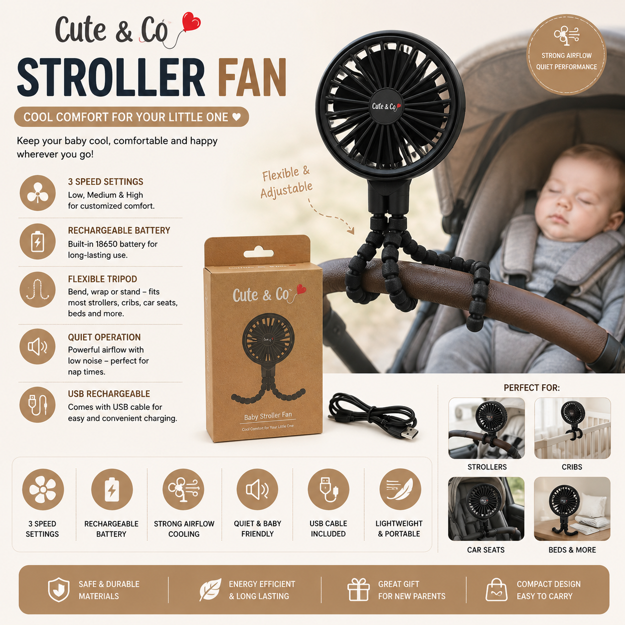 Baby Pram/Pushchair Cooling Fan 1 Baby Pram/Pushchair Cooling Fan