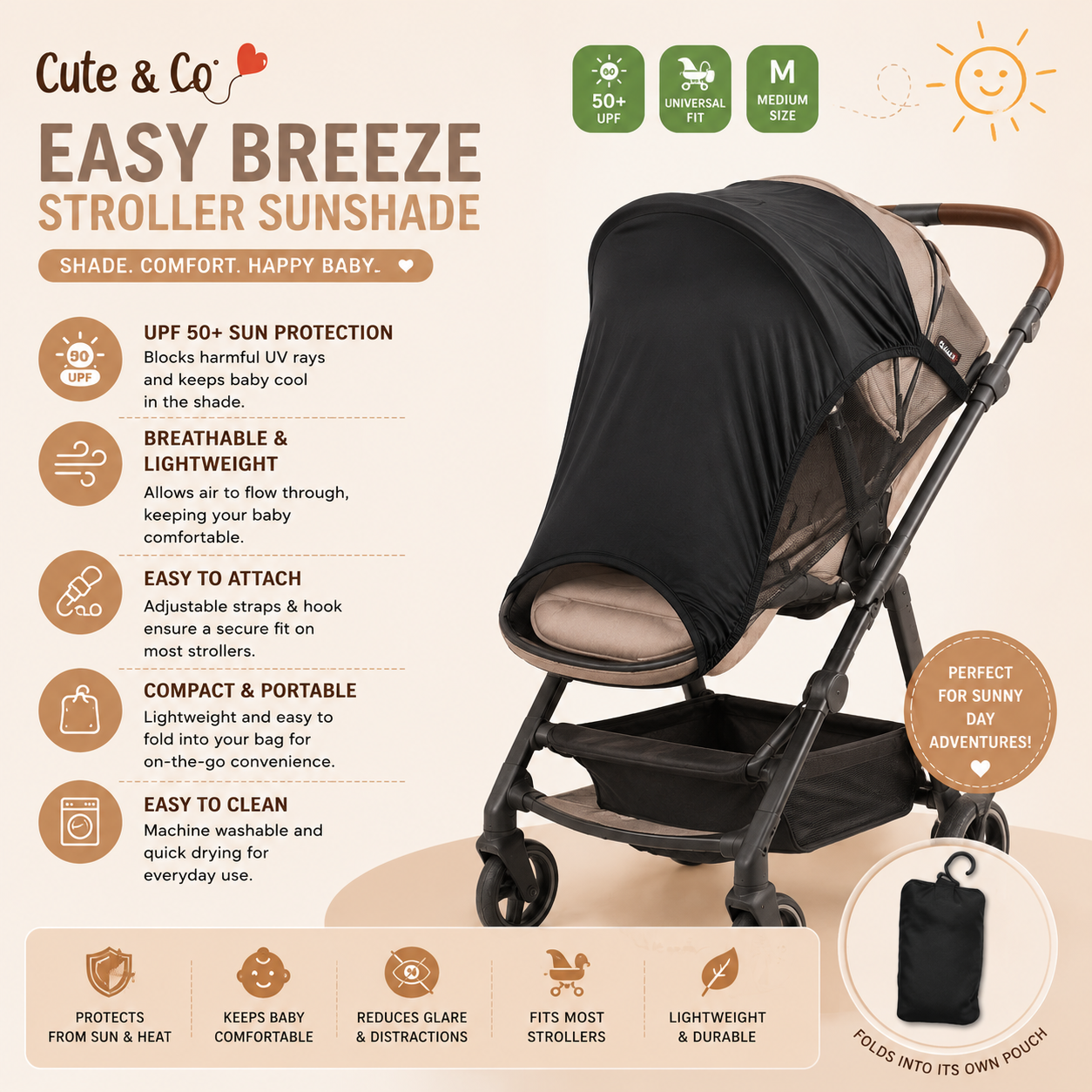 Baby Stroller/ Pushchair Sun Shade 1 Baby Stroller/ Pushchair Sun Shade