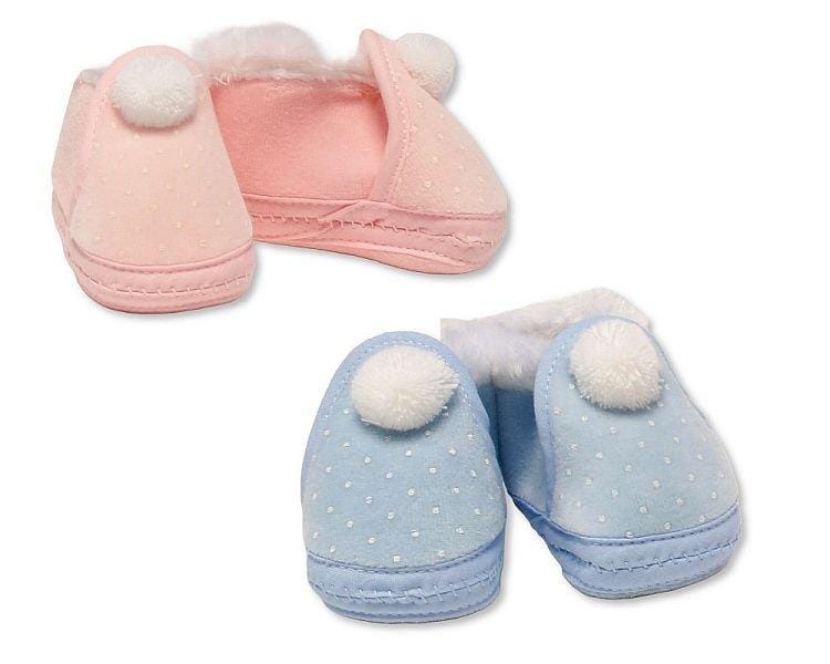 Baby Booties with Fur Trim and Pompoms 1 Baby Booties