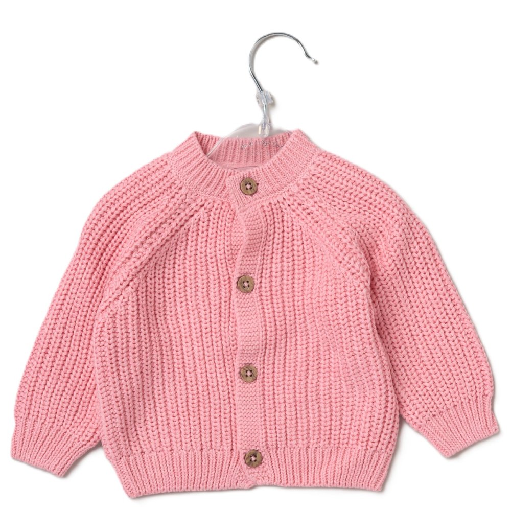 Baby Knitted Cardigan – “Hello” Slogan 5 Baby Knitted Cardigan Hello Slogan — front detail view