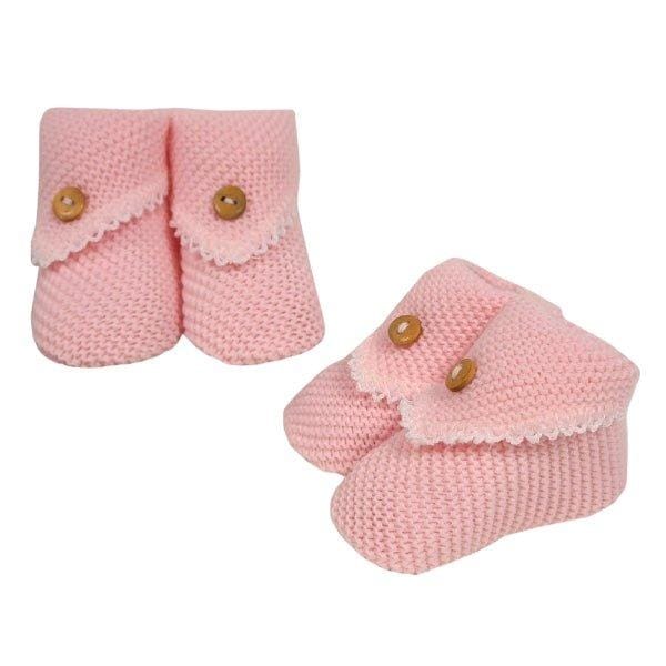 Knitted Baby Booties with Button Detail 4 Knitted Baby Booties with Button Detail — gallery image 4