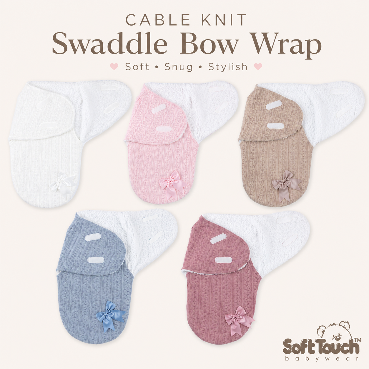 Baby Swaddle Bow Wrap 1 Baby Swaddle Bow Wrap — flat lay