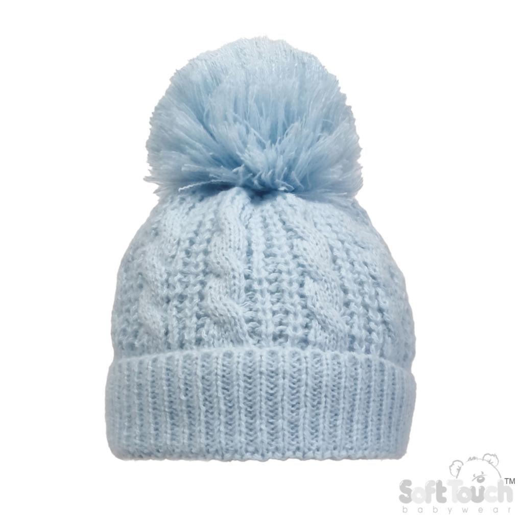 Baby Cable Knit PomPom Hat NB-12M 3 Baby Cable Knit PomPom Hat NB-12M — gallery image 3