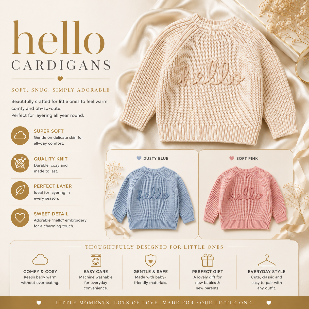 Baby Knitted Cardigan – “Hello” Slogan 7 Baby Knitted Cardigan – “Hello” Slogan — lemon