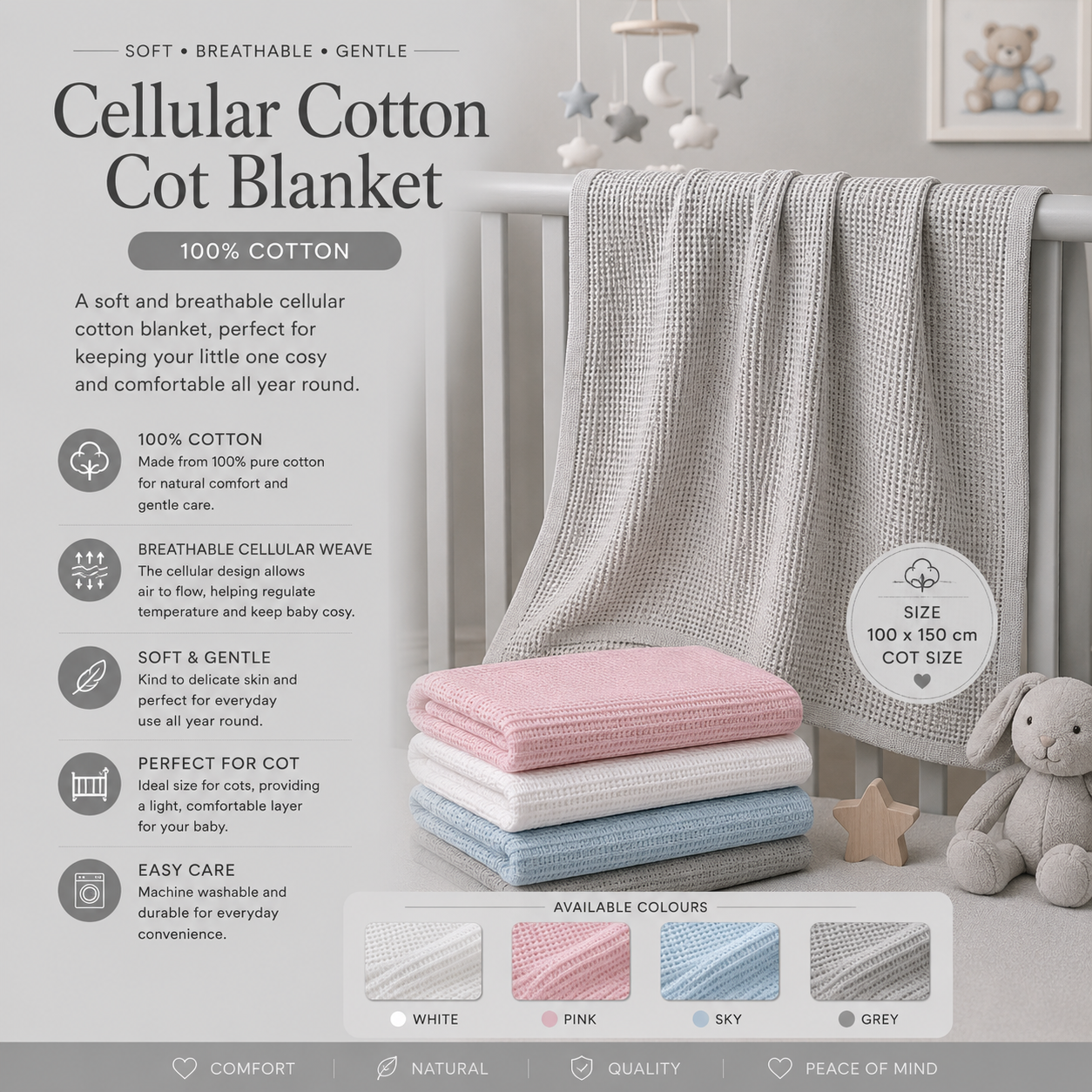 Cotton Cellular Cot Blanket 2 Cotton Cellular Cot Blanket