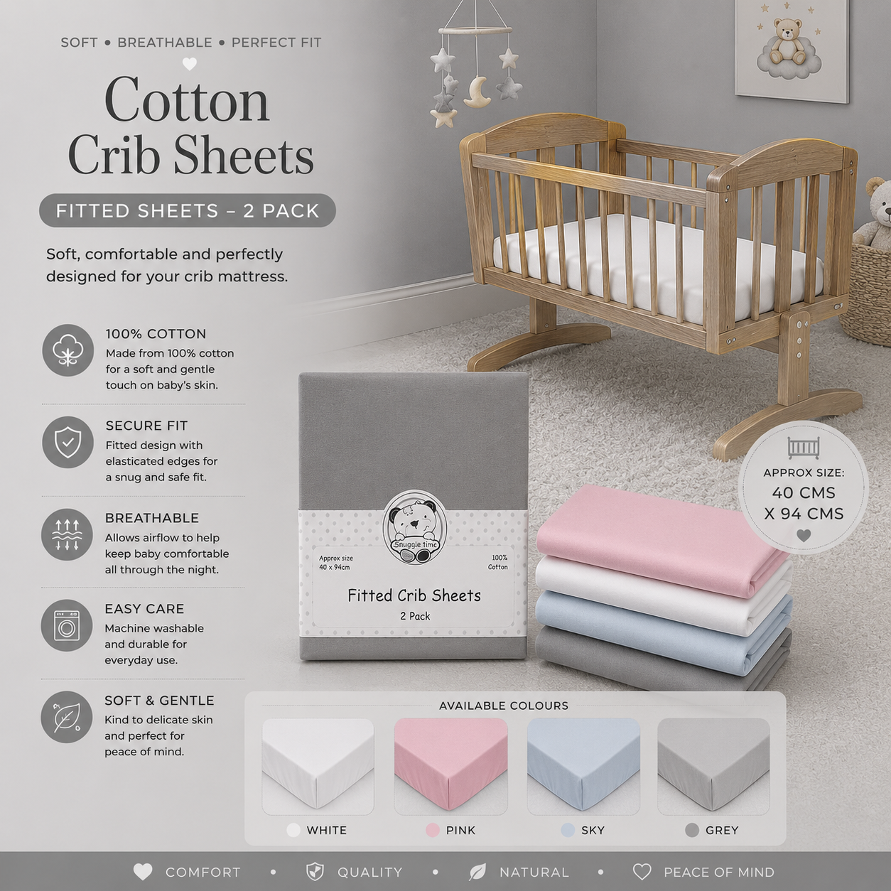 Cotton Crib Sheets - Fitted - 2 Pack 2 Cotton Crib Sheets - 231
