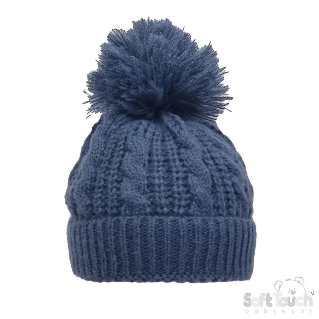 Baby Cable Knit PomPom Hat NB-12M 4 Baby Cable Knit PomPom Hat NB-12M — gallery image 4