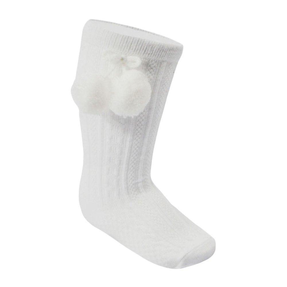 Knee High Pom Pom Socks 0-24M 2 Knee High Pom Pom Socks 0-24M — gallery image 2