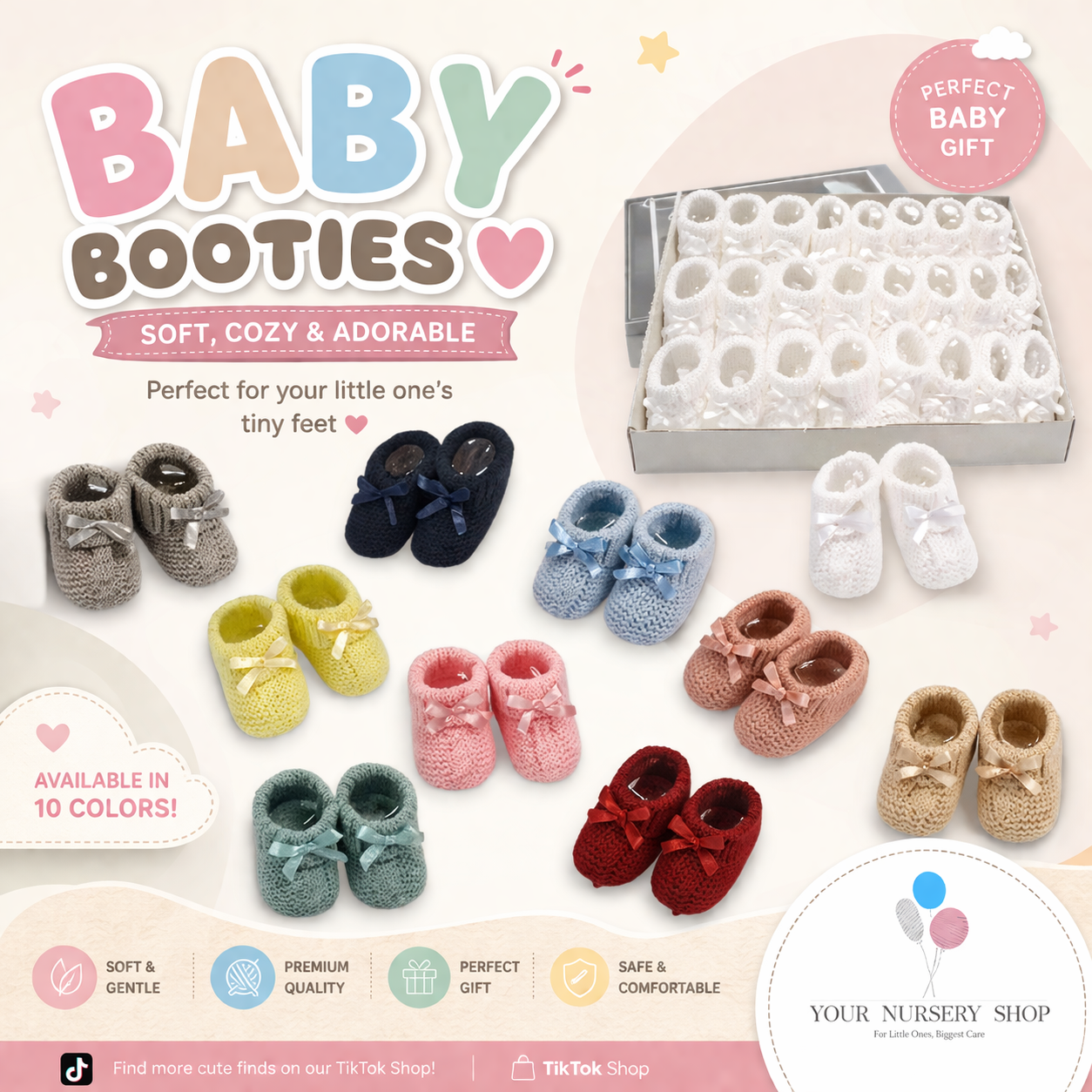 Knitted Baby Booties with Bow 13 Knitted Baby Booties with Bow