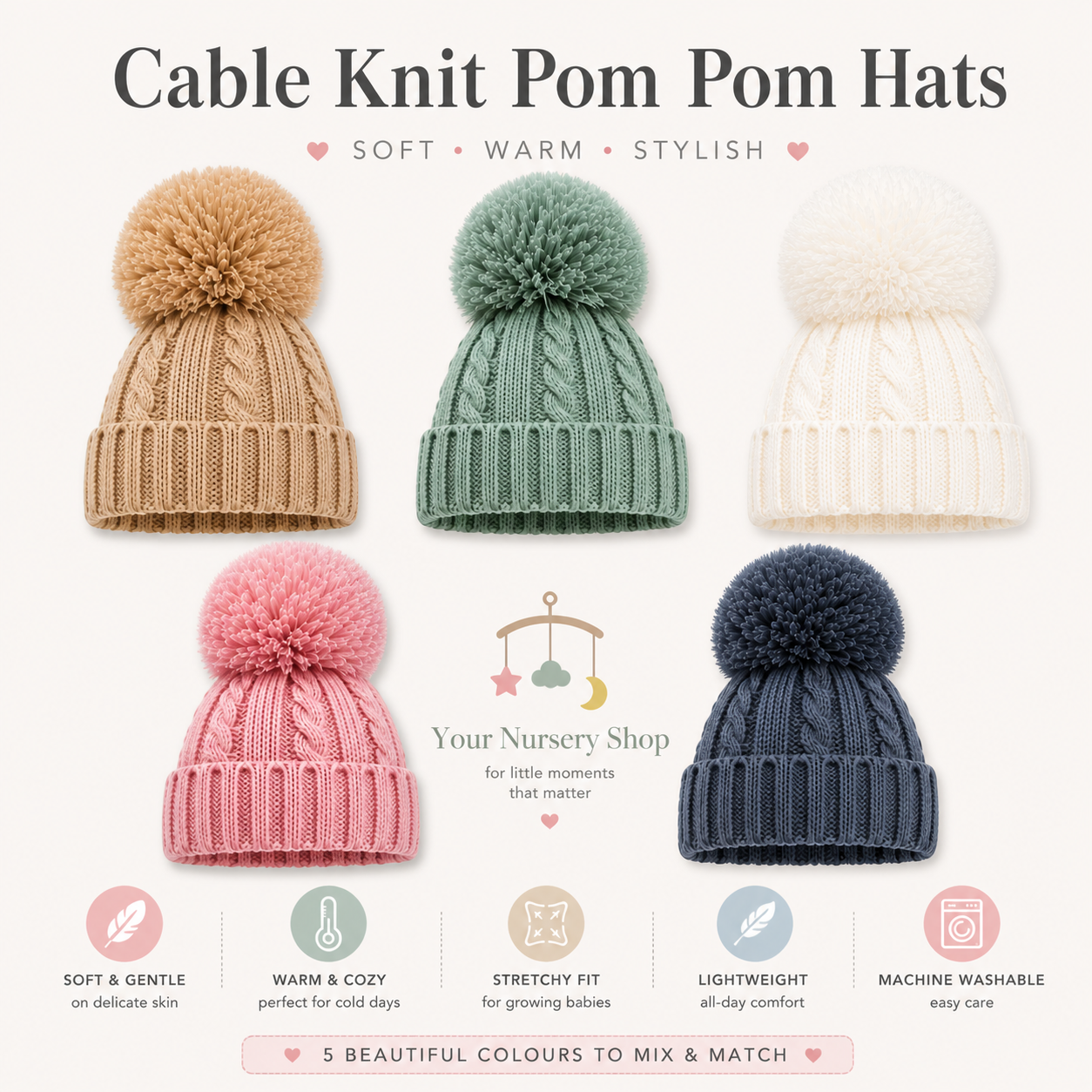 Toddlers Bobble Hats 12-24M 7 Toddlers Bobble Hat 12-24M